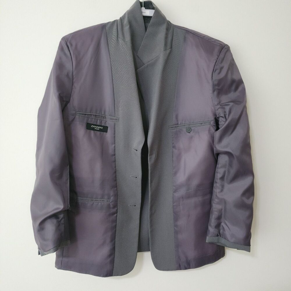 Zannini Italy Mens 44 Blazer Jacket Gray 3-Button EUC Pockets Sewn - Picture 3 of 8